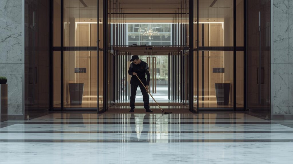 entrada de edificio limpieza